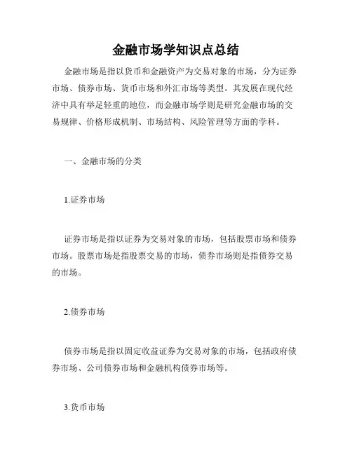 金融市场学知识点总结