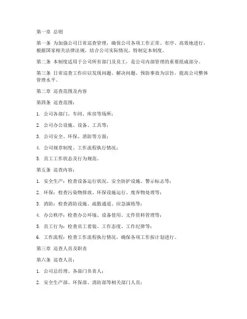 公司日常巡查管理制度