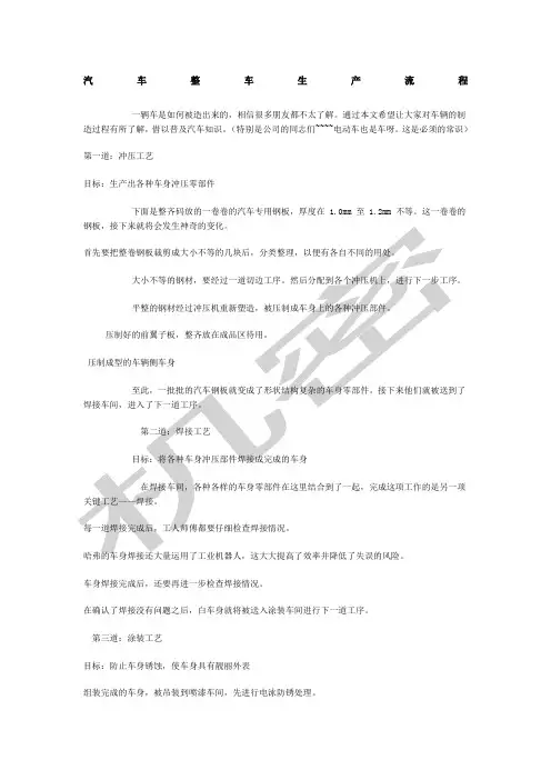 长城整车生产流程冲压焊接涂装总装
