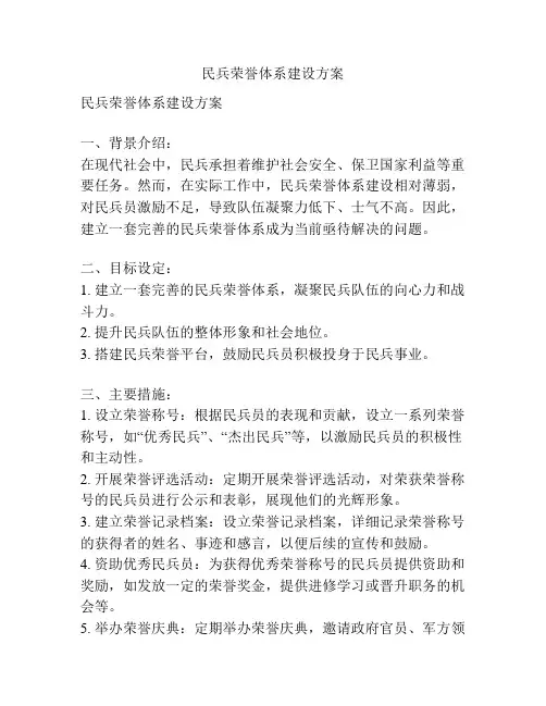 民兵荣誉体系建设方案