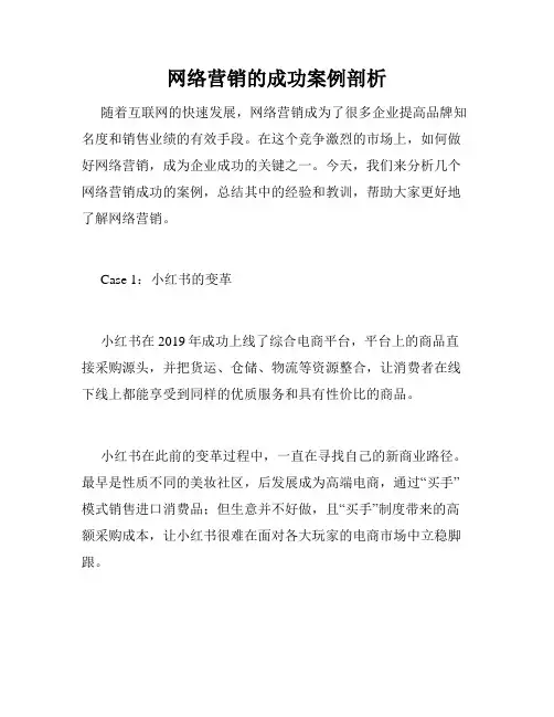 网络营销的成功案例剖析