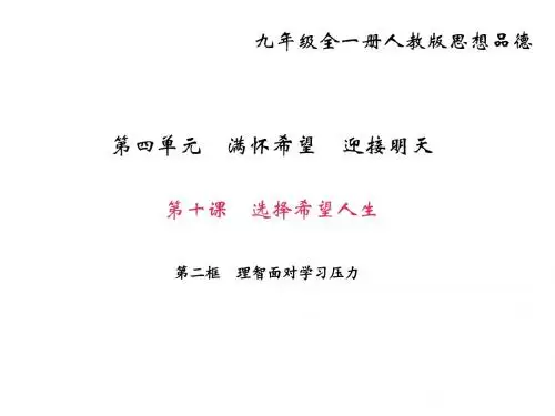 2017-2018学年人教版九年级政治上册课件  理智面对学习压力 (共30张PPT)
