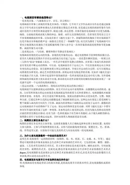 电视画面有哪些造型元素