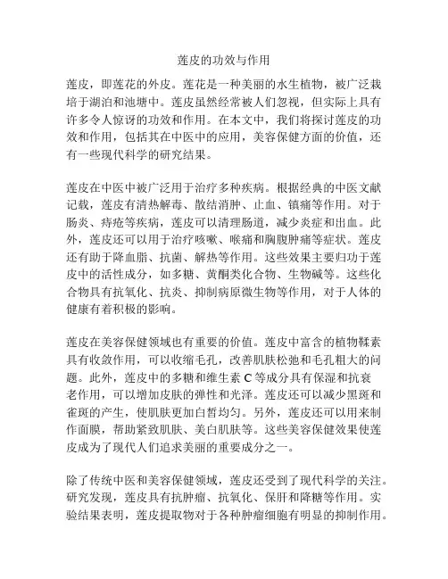 莲皮的功效与作用