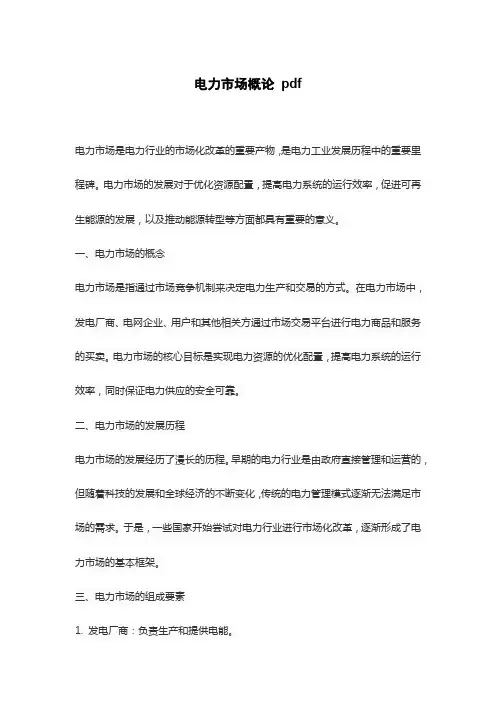 电力市场概论 pdf