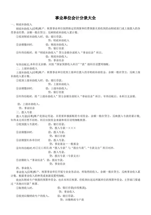 事业单位会计分录大全