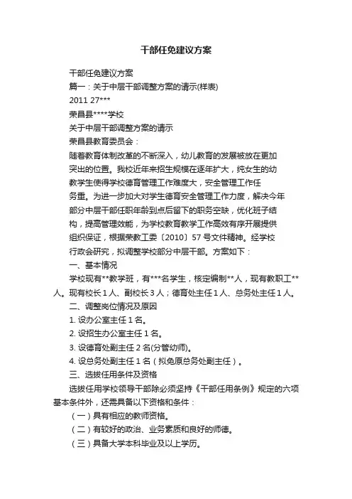 干部任免建议方案