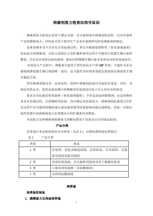 抑菌剂效力检查法指导原则