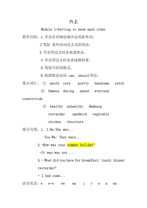 沪教牛津版六年级知识点归纳