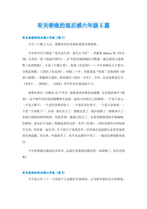 有关春晚的观后感六年级5篇