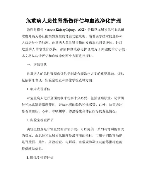 危重病人急性肾损伤评估与血液净化护理