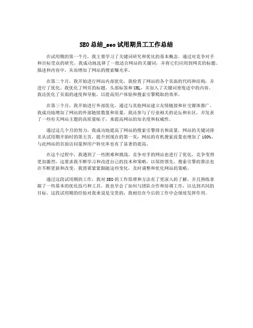 SEO总结_seo试用期员工工作总结