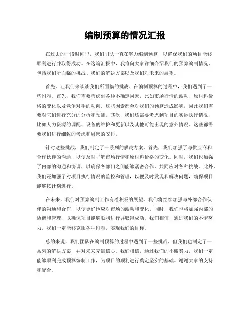 编制预算的情况汇报