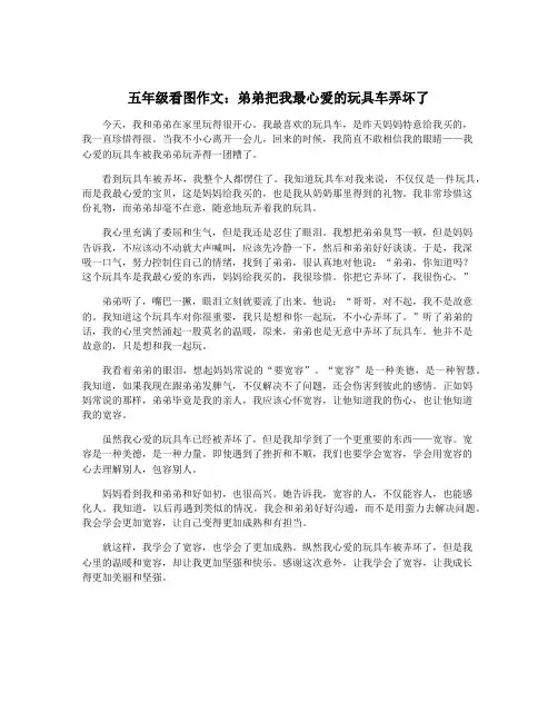 五年级看图作文：弟弟把我最心爱的玩具车弄坏了