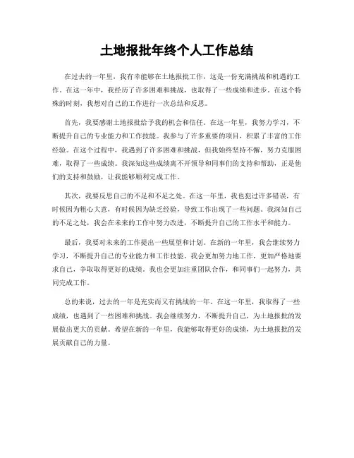 土地报批年终个人工作总结