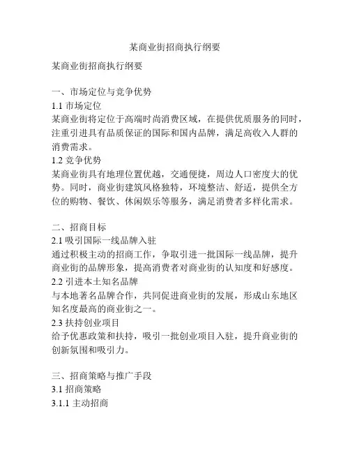 某商业街招商执行纲要