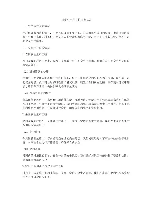 村安全生产自检自查报告