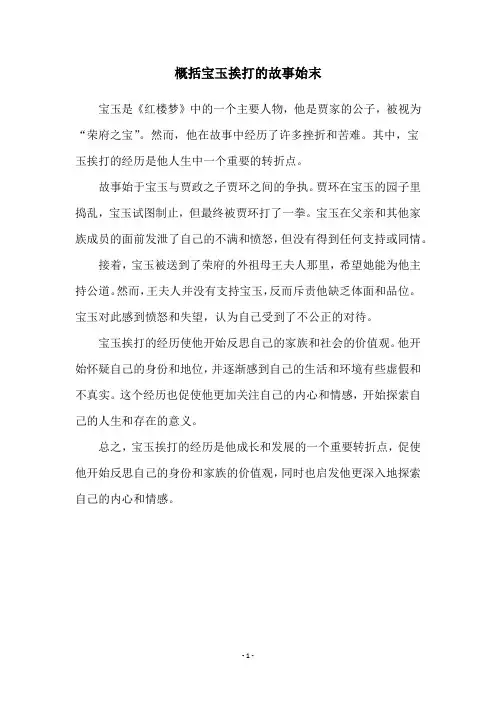 概括宝玉挨打的故事始末