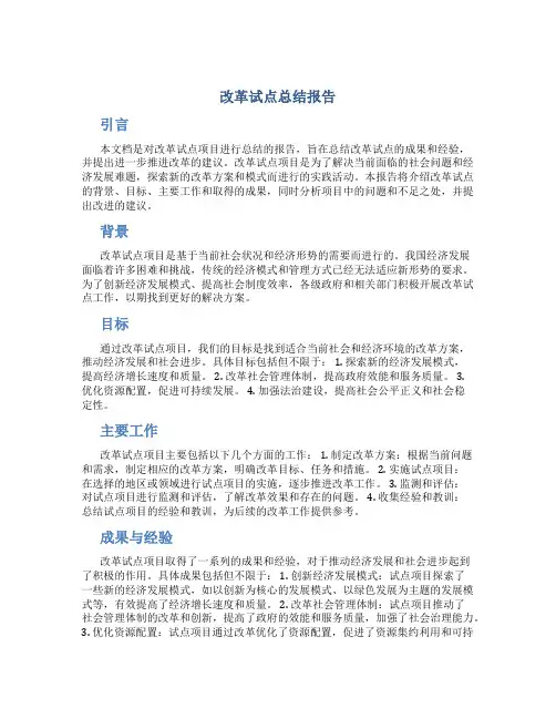改革试点总结报告
