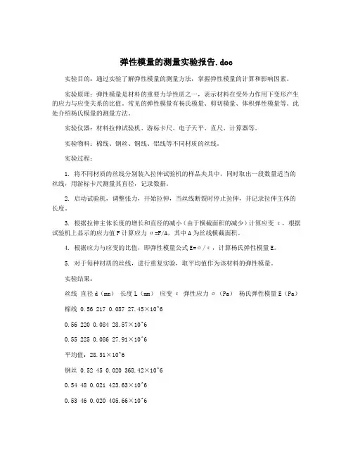 弹性模量的测量实验报告.doc