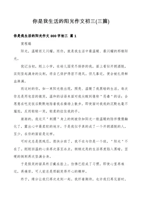 你是我生活的阳光作文初三(三篇)