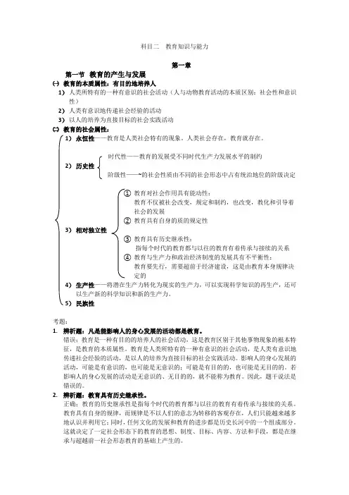 科目二  教育知识与能力(一到四章)