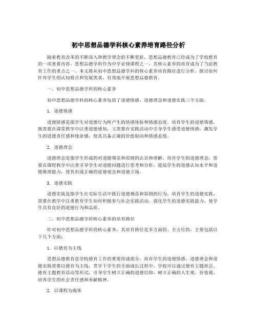 初中思想品德学科核心素养培育路径分析