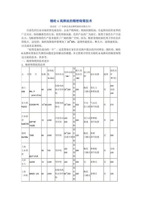 锦纶6高弹丝的精密络筒技术