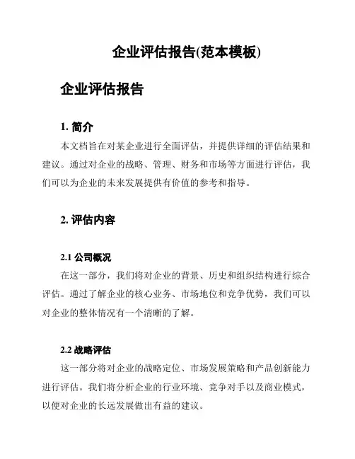 企业评估报告(范本模板)