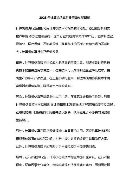 2023年计算机仿真行业市场发展现状