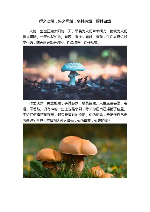 得之淡然，失之坦然，争其必然，顺其自然