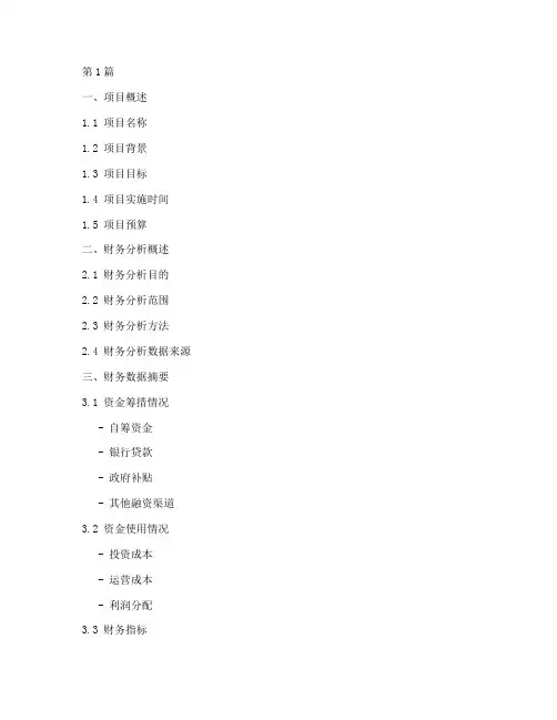 项目中财务分析报告模板(3篇)