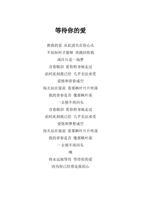 王杰《等待你的爱》歌词(专辑：是否我真的一无所有)
