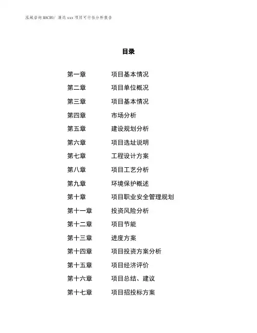 清远项目可行性分析报告