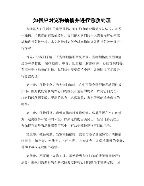 如何应对宠物抽搐并进行急救处理