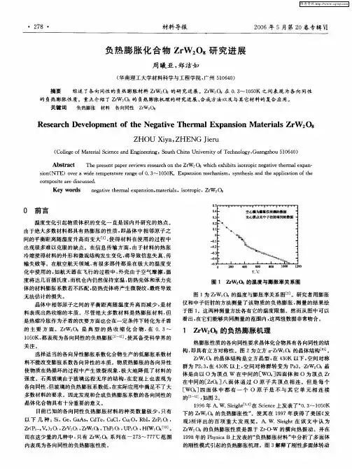 负热膨胀化合物ZrW2O8研究进展