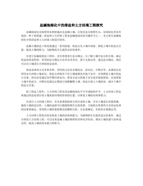 盐碱地绿化中的排盐和土方回填工程探究