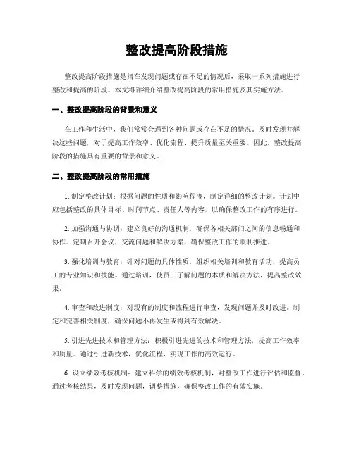 整改提高阶段措施
