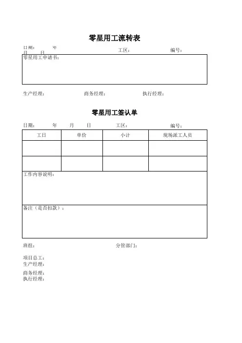 零星用工、机械审批表(最新版)