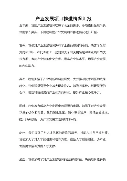 产业发展项目推进情况汇报