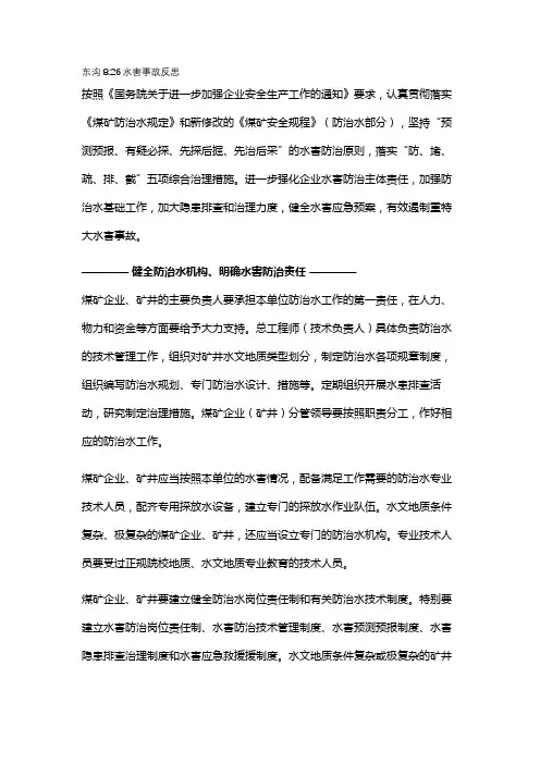东沟8.26水害事故反思