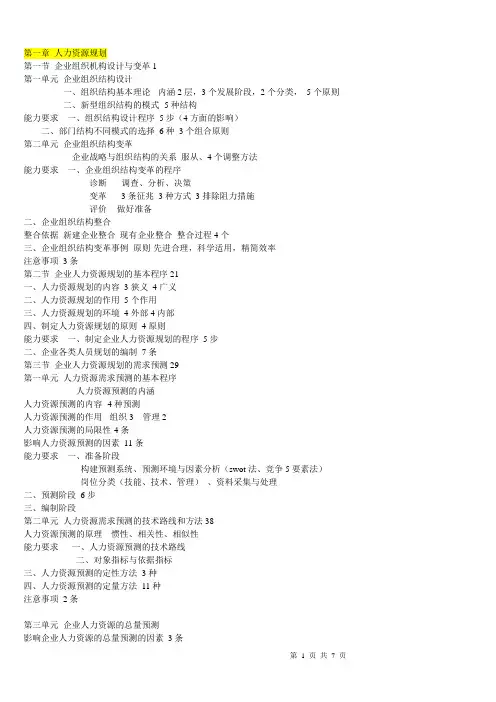 人力资源管理师二级提纲