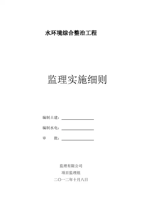 水环境综合整治项目监理细则