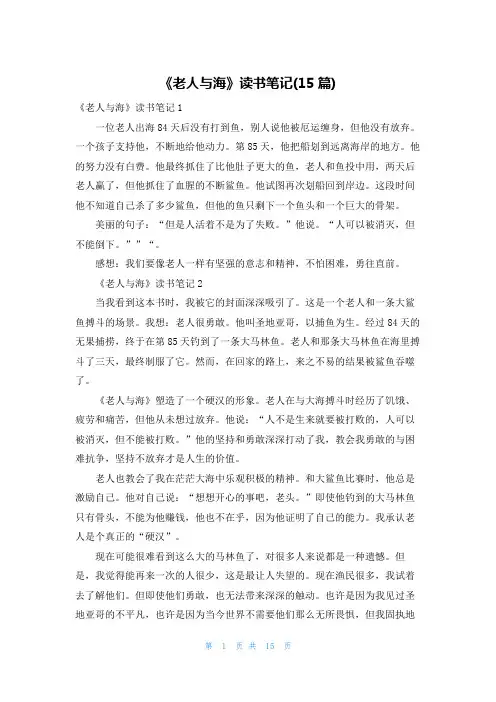 《老人与海》读书笔记(15篇)