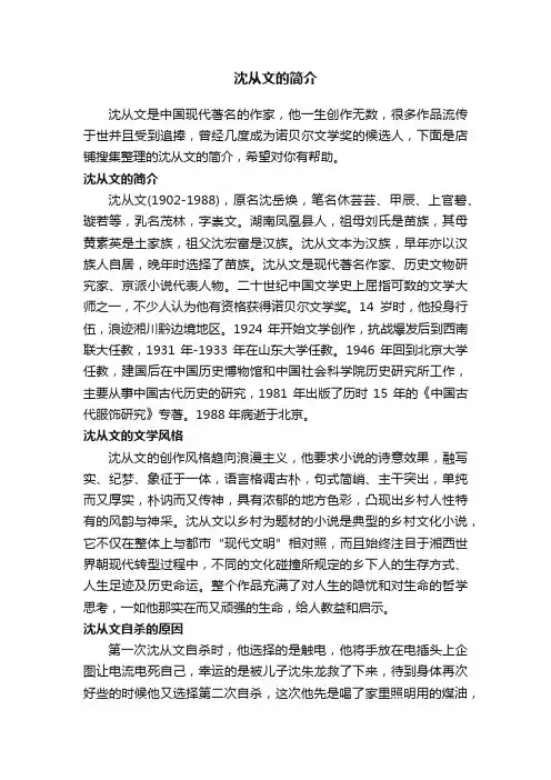 沈从文的简介