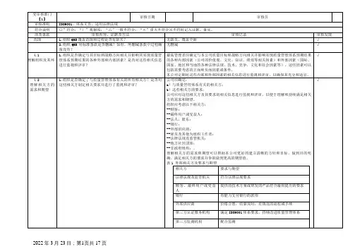 ISO9001-内审检查表(附检查记录)