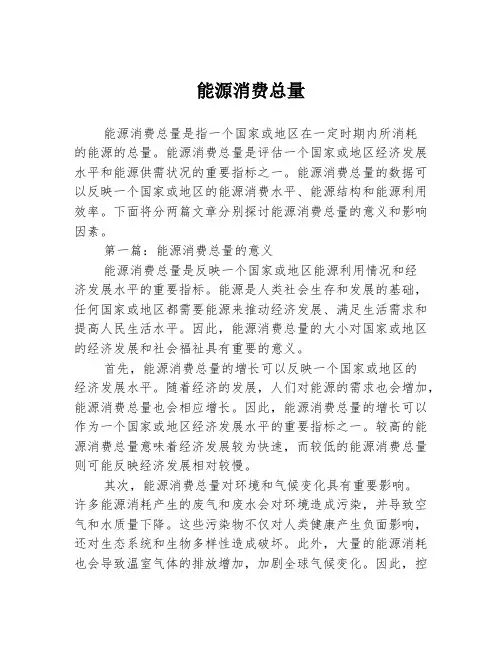 能源消费总量2篇
