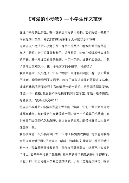 《可爱的小动物》—小学生作文范例