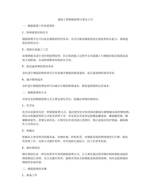 建筑工程钢筋除锈方案怎么写