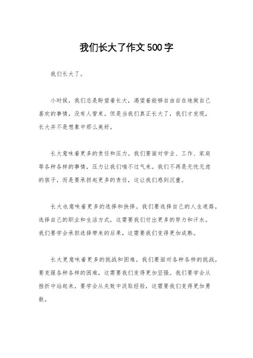 我们长大了作文500字